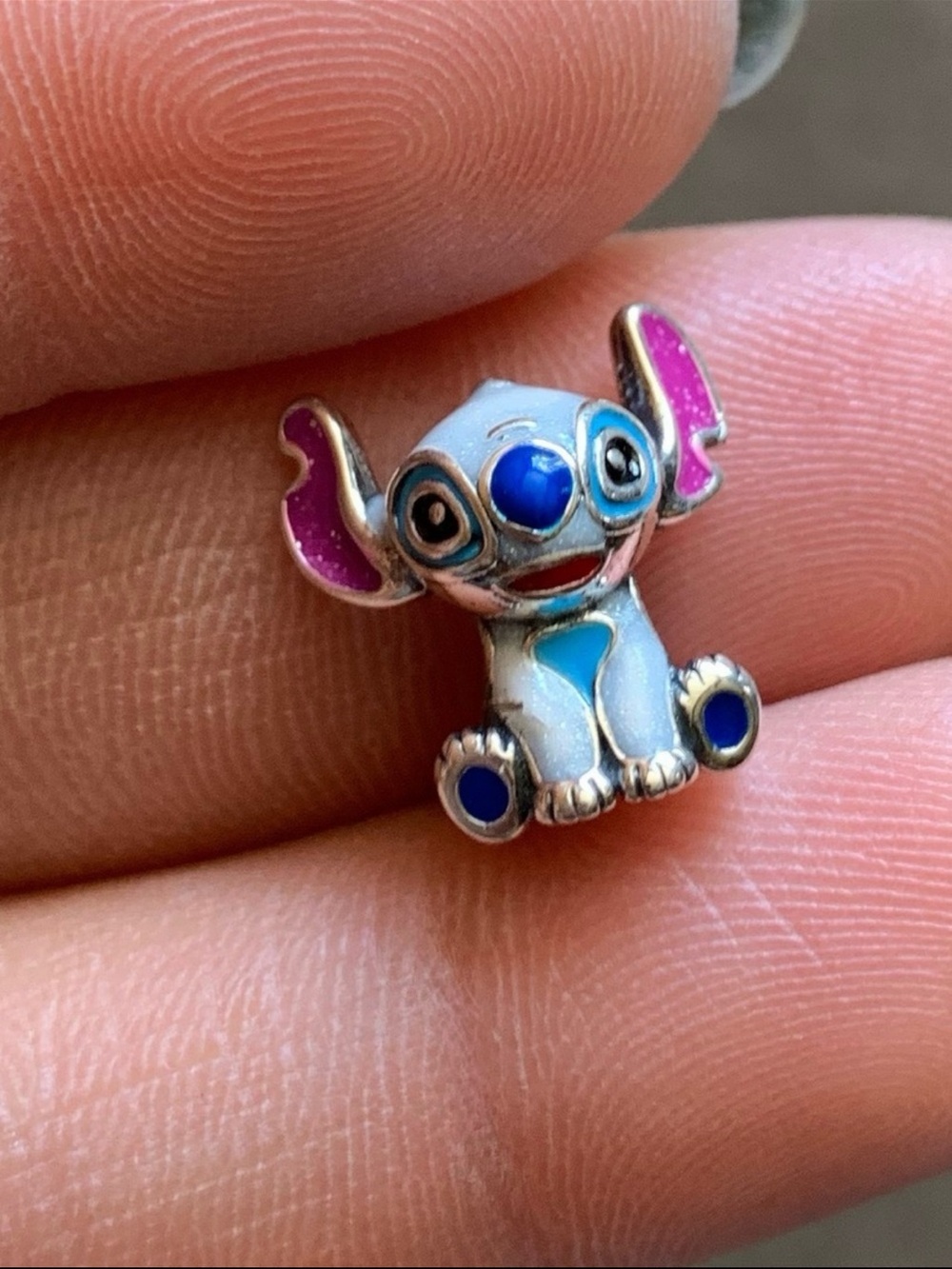Disney Light Blue Enamel Stitch .925 silver Pandora style Charm